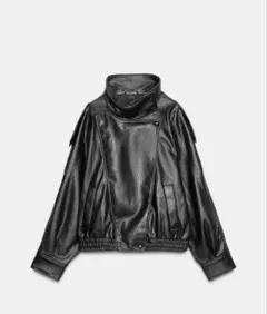 ブラック フェイクレザー ジャケット