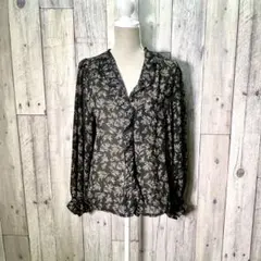 JUNOAH ジュノア(XL)フリル付き シフォンブラウス