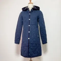 【美品】LAVENHAM ラベンハム キルティングコート ウール ネイビー 38