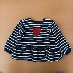 petit main ストライプ フリル 長袖カットソー 110