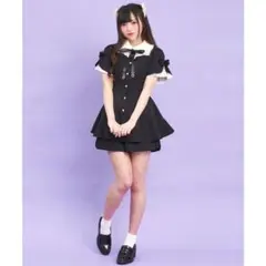 Secret Honeyシークレットハニー袖フレアレースヨークセットアップ クロ