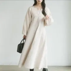 ヴァニーユー アーチウエストジャガードワンピース オケージョンドレス