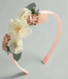 花飾り付き ピンクカチューシャ 発表会 結婚式 パーティ ベビー キッズ