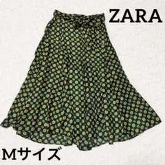 【美品】　ザラ ZARA リボン付きプリント柄ロングスカート M ペイズリー