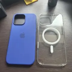 Apple iPhone用ケース 青 シリコン + 透明