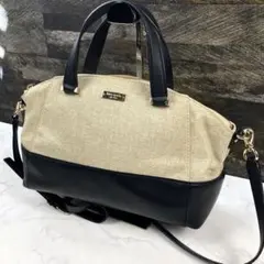 ケイトスペード ハンドバッグ キャンバス レザー 2way ロゴプレート