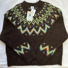 ★新品タグ付きniko and…ブラウン フェアアイル柄 ノルディックニット長袖