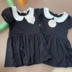 Ruava 襟付きブラックワンピース 90cm 80cmセット