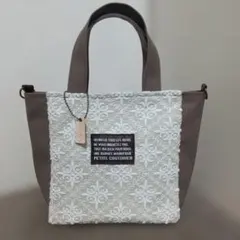 トートバッグ　ハンドメイド　帆布　刺繍生地