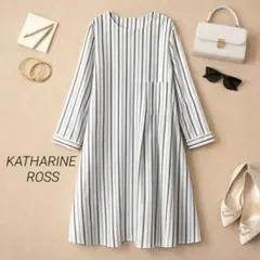 D美品　大きいサイズ　KATHARINE ROSS ストライプ　ワンピースのサムネイル