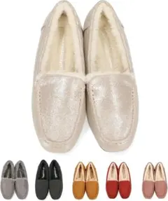 [71] フラット モカシン レディース ファー ムートン 靴 23.0cm