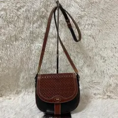BALLY　バリー　ショルダーバッグ　編み込み　レザー　メッシュ　コンパクト