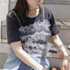 Kastane カスタネ　ピグメントリブTEE　ブラック