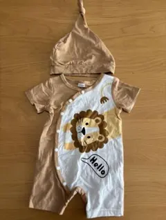 ロンパース　赤ちゃん　半袖　帽子付き　新品未使用　ライオン　夏用　50 60