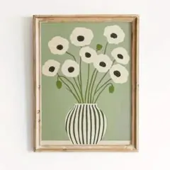 ポスター　インテリア　ポピー　白 3040　キャンバスアート　アートポスター