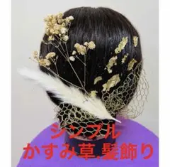 シンプル！　かすみ草.ドライフラワー髪飾り　成人式.卒業式.結婚式.前撮り