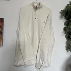 90s Polo Ralph Lauren XL ジップアップセーター　白