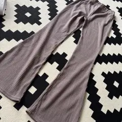 GRL リブ編み ブラウン フレアパンツ M