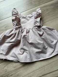 H&M 4-6M フリル付きピンクノースリーブワンピース