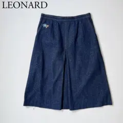 良品　LEONARD レオナール　ロングスカート　デニムスカート　ロゴ刺繍　絹のサムネイル