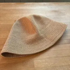 ベージュ 編み物 バケットハット