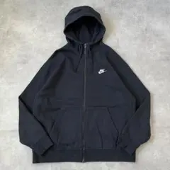 NIKE ナイキ ジップ パーカー 古着 ロゴ 刺繍 XL 黒 白 17965