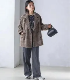 【新品未使用タグ付き】定価約3万 SHIPS ストライバーチェックコート 36