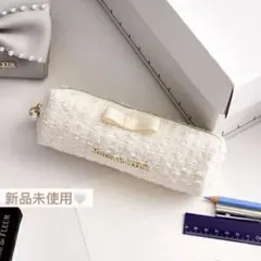 メゾンドフルール　ツイードグログランリボンロングポーチ ペンケース　筆箱　可愛い