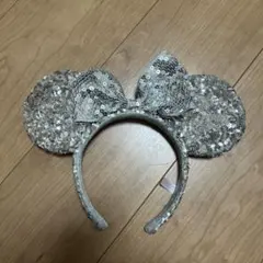 ミッキー耳カチューシャ シルバー スパンコール