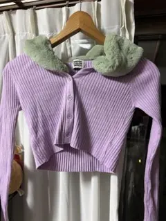 DREAM COLOR DEPOT ラベンダー クロップド丈カーディガン