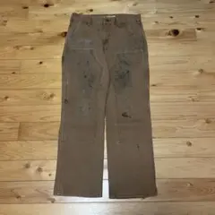 【雰囲気抜群】カーハート ダブルニー ペインターパンツ 32×30 ブラウン