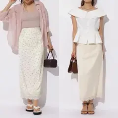 JUSGLITTY】レースヘムドットナロースカート トレンド ブラック M 