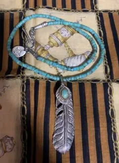 アリゾナフリーダム 金縄フェザー70mm&ターコイズチェーン