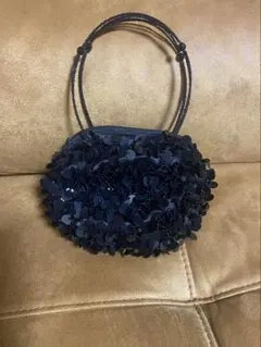 【美品】パーティーバッグ黒(スパンコール装飾)