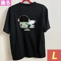 【新品】クレヨンしんちゃんバックさがら刺繍半袖Tシャツ Lサイズ 黒 シール付き