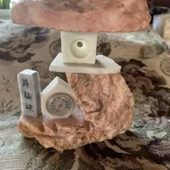 温度計付き石材置物 ランプスタンド風