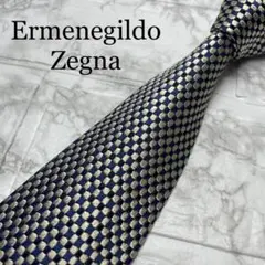 美品 Zegna ゼニア グレー ペイズリー柄 ネクタイ イタリア製 シルク
