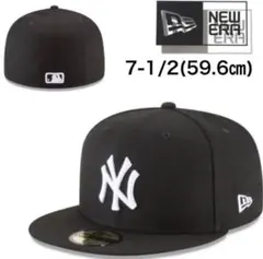 ニューエラ キャップ 野球帽 59fifty ヤンキース 黒×白 59.6cm
