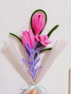 モールフラワー 花束 ピンク 枯れない花 プレゼント　ハンドメイド