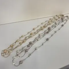 パールビーズロングネックレス2点