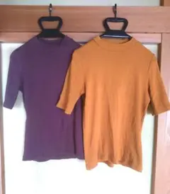 UNIQLO リブハイネックT 2色セット L