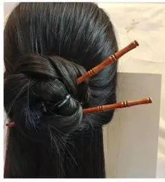 かんざし ウッドタイプ 黒 茶 髪飾り 新品未使用 匿名配送 和風 日本文化