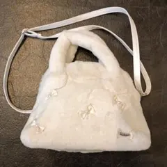 メゾビアノ mezzo piano ホワイト ファー ショルダー ハンドバッグ