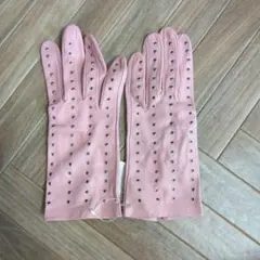 CARIDEI GLOVES レザーグローブ ピンク ハトメ装飾のサムネイル