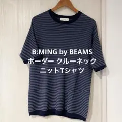 B:MING by BEAMS ボーダー ニットTシャツ ネイビー S 美品のサムネイル