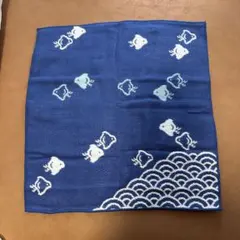 【未使用】今治タオル ハンカチ 青海波 ひよこ柄　青のサムネイル