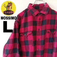 USA古着 MOSSIMO　ネルシャツL　レッドブラック　チェック