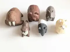川崎誠二の木彫りの動物たち マスコットフィギュア　6点セット