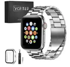 Apple Watch バンド 保護ケース付き ステンレス製　44mm シルバー