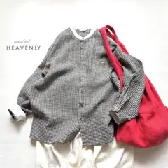 ヘブンリー heavenly バイカラー リネン ブラウス チェック ナチュラン